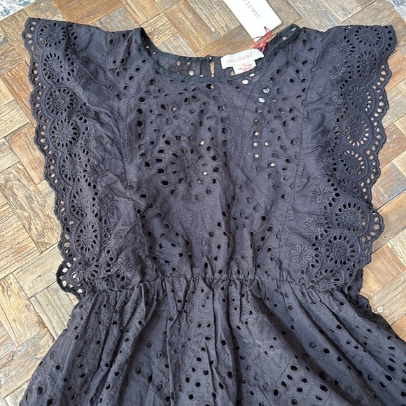 Solitaire Black Eyelet Sleeveless Blouse NWT - Picture 5 of 11